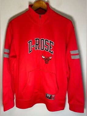 NBA Majestic Derrick Rose Chicago Bulls Men’s Zip-up Sweater Warm Up Size M 2012